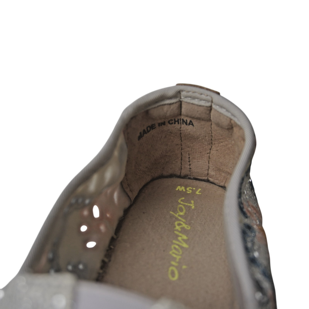 JOY & MARIO METALLIC EMBROIDERED ESPADRILLES WOMEN’S 7.5 PLATFORM SLIP-ON - Picture 7 of 9